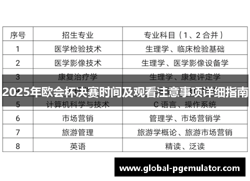 2025年欧会杯决赛时间及观看注意事项详细指南 2025年欧会杯决赛时间及观看注意事项详细指南