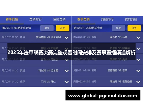 2025年法甲联赛决赛完整观看时间安排及赛事直播渠道解析 2025年法甲联赛决赛完整观看时间安排及赛事直播渠道解析