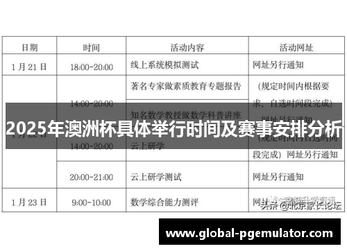 2025年澳洲杯具体举行时间及赛事安排分析 2025年澳洲杯具体举行时间及赛事安排分析